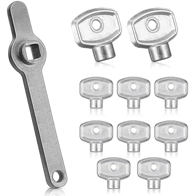 11 RADIATOR BLEED KEY BLEED HANDLE HEATING BLEED KEY HEATING KEY FOR HEATING BLEEDING STAINLESS STEEL SQUARE KEY 5 MM UNIVERSAL FOR ALL RADIATORS - Image 1