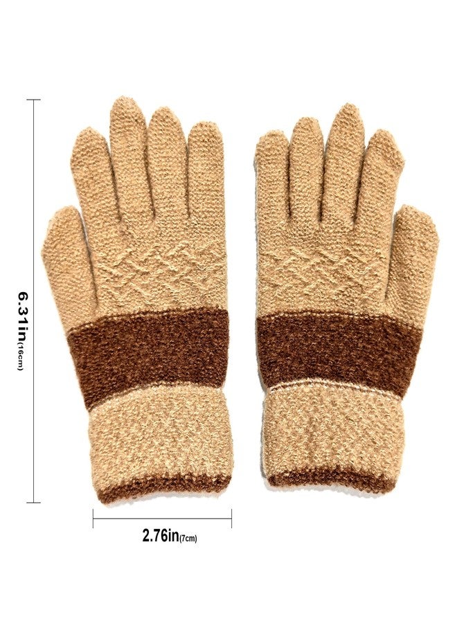 AIMI 3 Pairs Kids Winter Knit Gloves Stretchy Full Finger Fluffy Warm Mittens for Little Children Toddler Boys 5-10 Years - Image 3