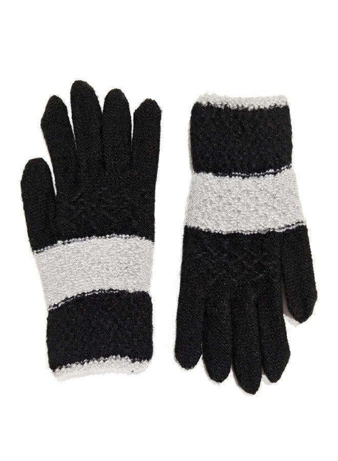 AIMI 3 Pairs Kids Winter Knit Gloves Stretchy Full Finger Fluffy Warm Mittens for Little Children Toddler Boys 5-10 Years - Image 2