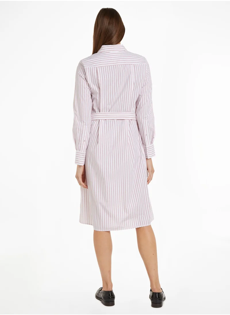 تومي هيلفيغر STRIPE REGULAR KNEE SHIRTDRESS