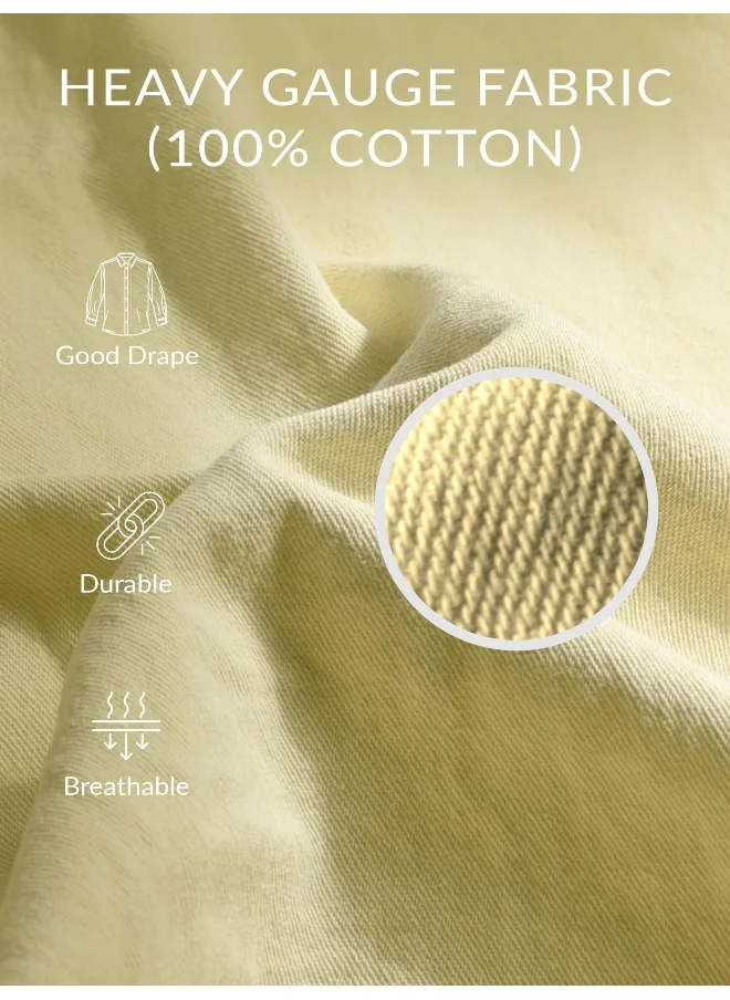 Beyoung Light Yellow Over Dyed Shirt for Men