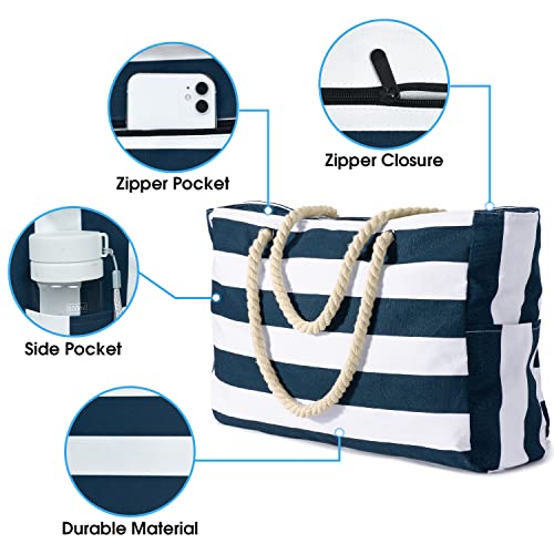 Becokan Beach Bags for Women Large Waterproof Beach Tote Bag Zipper Beach Bags Waterproof Sandproof Swim Pool Bag Large Tote - Image 3