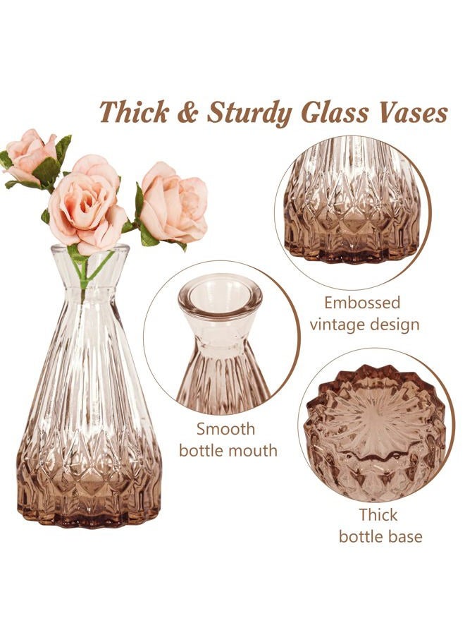 Fivenl Set of 40 Glass Bud Vases, Small Pink Glass Vases in Bulk, Mini Vintage Embossed Flower Vase for Wedding, Centerpieces, Birthday Party, Baby Shower, Home Table Decorations (Pink) - Image 3