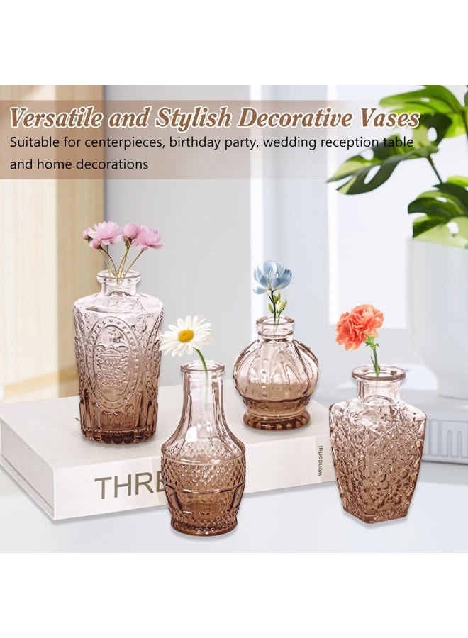 Fivenl Set of 40 Glass Bud Vases, Small Pink Glass Vases in Bulk, Mini Vintage Embossed Flower Vase for Wedding, Centerpieces, Birthday Party, Baby Shower, Home Table Decorations (Pink) - Image 5