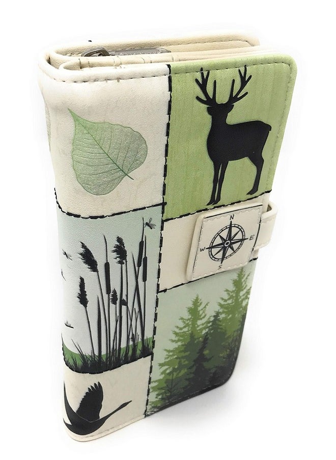 Shag Wear Wild Life Moose Polar Bear Wolf Canadian Geese Large Wallet For Women 7 Beige  - Image 1