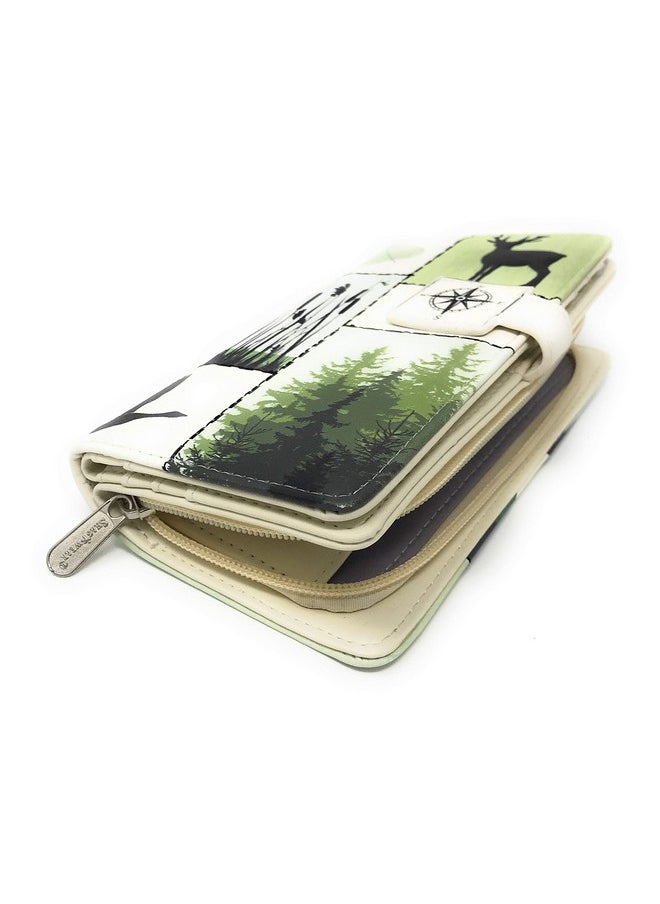 Shag Wear Wild Life Moose Polar Bear Wolf Canadian Geese Large Wallet For Women 7 Beige  - Image 3