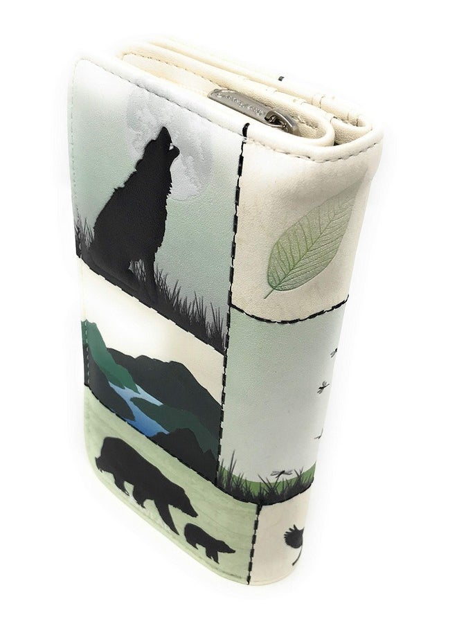 Shag Wear Wild Life Moose Polar Bear Wolf Canadian Geese Large Wallet For Women 7 Beige  - Image 2