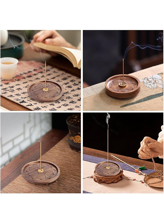 erorex Wooden Lotus Incense Holder Incense Stick Burner With 9 Holes Ideal For Meditation Yoga And Tea House Joss Stick Holder For Home Decor Lotus Stick Incense Burner  - Image 4