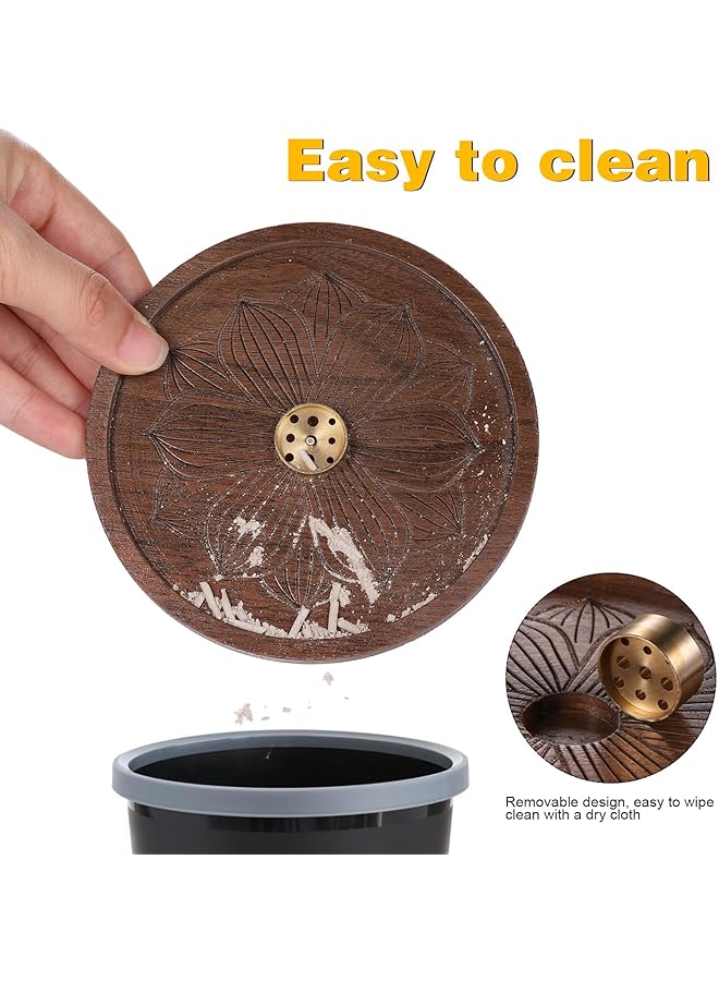 erorex Wooden Lotus Incense Holder Incense Stick Burner With 9 Holes Ideal For Meditation Yoga And Tea House Joss Stick Holder For Home Decor Lotus Stick Incense Burner  - Image 3