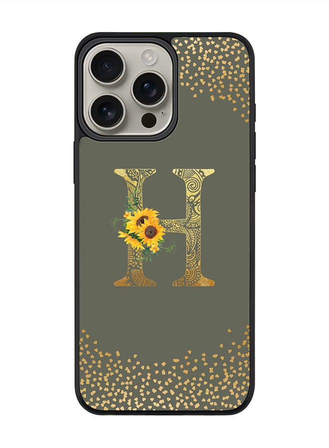 Stylizedd For iPhone 16 Pro Max Case [Compatible with MagSafe] Slim Magnetic cover Phone Case iPhone 16 Pro Max -Custom Floral Monogram - H (Olive Green ) - Image 1