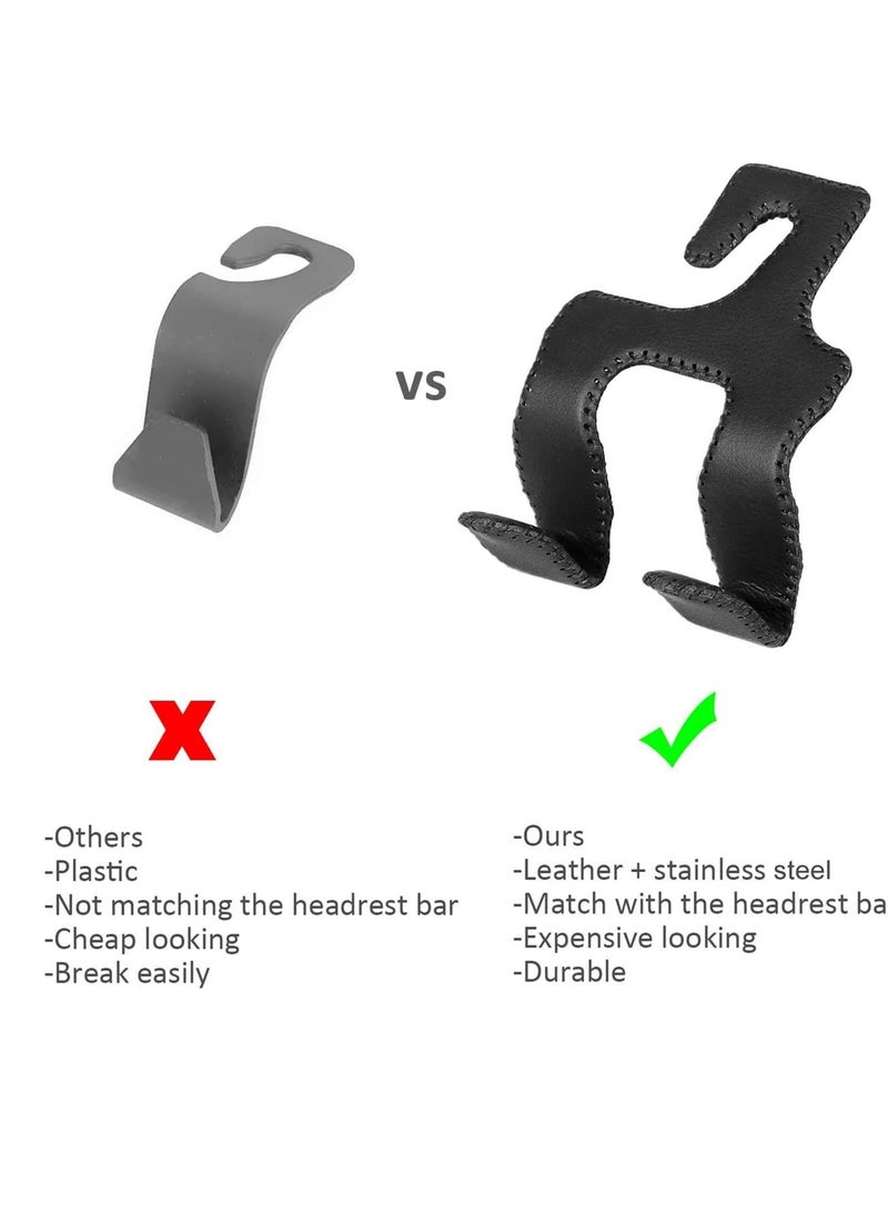 SYOSI Car Headrest Hooks Upgraded 2 in 1 Metal Hanger Covered with Leather for Back Seat Storage Organizer for Hanging Purse Bags Umbrellas and Other Car Interior Groceries  - Image 5