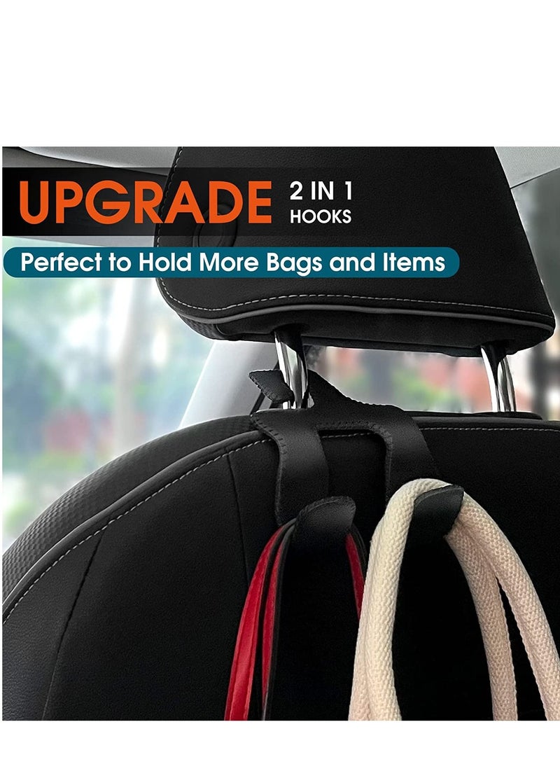SYOSI Car Headrest Hooks Upgraded 2 in 1 Metal Hanger Covered with Leather for Back Seat Storage Organizer for Hanging Purse Bags Umbrellas and Other Car Interior Groceries  - Image 4
