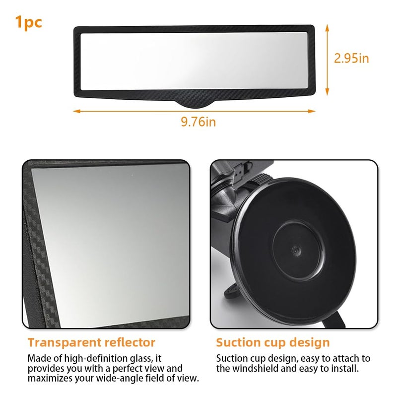 STHIRA® Car Rear View Mirror, HD Wide Angle Suction Cup Rearview Mirror, 360° Adjustable Interior Rearview Mirror with Strong Suction Mount, Universal Rearview Mirror for Cars, SUVs, Trucks, 248x75mm - Image 2