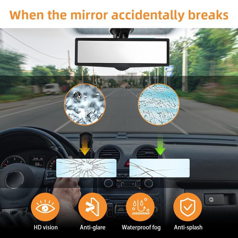 STHIRA® Car Rear View Mirror, HD Wide Angle Suction Cup Rearview Mirror, 360° Adjustable Interior Rearview Mirror with Strong Suction Mount, Universal Rearview Mirror for Cars, SUVs, Trucks, 248x75mm - Image 5