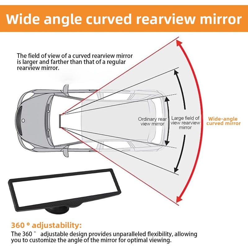 STHIRA® Car Rear View Mirror, HD Wide Angle Suction Cup Rearview Mirror, 360° Adjustable Interior Rearview Mirror with Strong Suction Mount, Universal Rearview Mirror for Cars, SUVs, Trucks, 248x75mm - Image 4