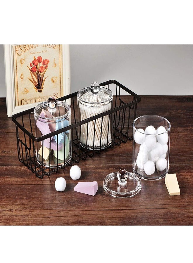 هومستر 4 حزمة أكريليك الحمام الغرور كونترتوب جرات علبة مع غطاء التخزين ، جرات الصيدلية ، منظم المكياج لكرات القطن ، مسحات ، وسائد ، أملاح الحمام ، واضحة - Image 2