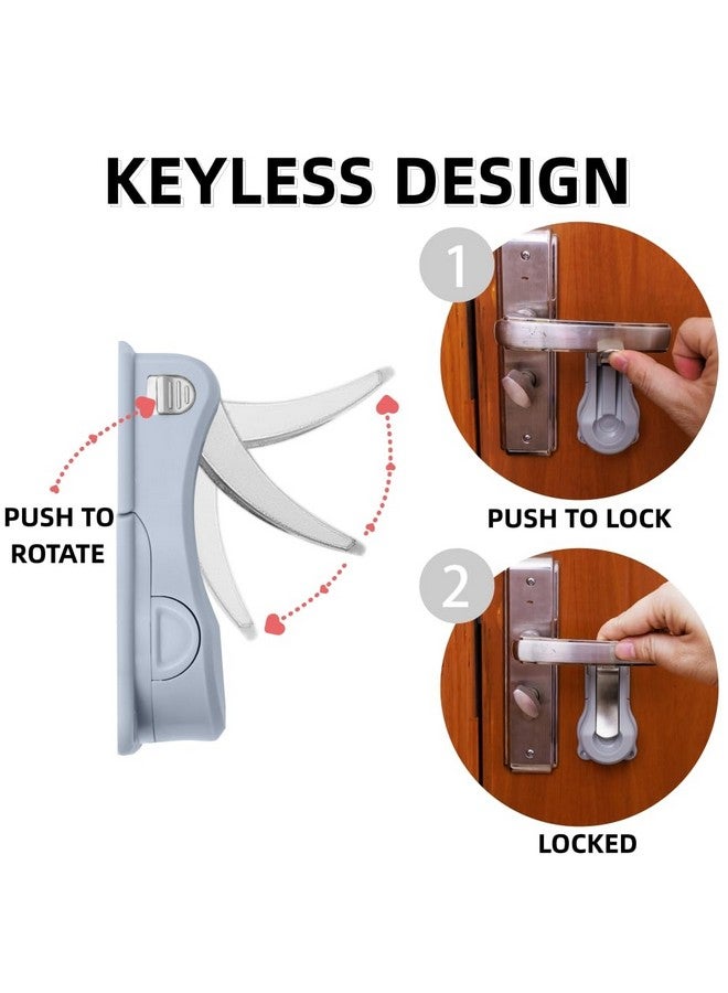PUGED Baby Proof Door Handle Lever Lock Child Proofing Safety Lock for Door Handles Door Lever Lock One Hand Operation Simple Install No Drilling Child Safety Door Handle Lock (Grey, 2 Pack) - Image 4