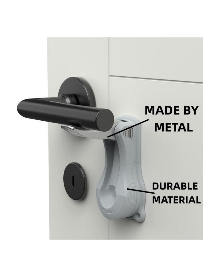 PUGED Baby Proof Door Handle Lever Lock Child Proofing Safety Lock for Door Handles Door Lever Lock One Hand Operation Simple Install No Drilling Child Safety Door Handle Lock (Grey, 2 Pack) - Image 2