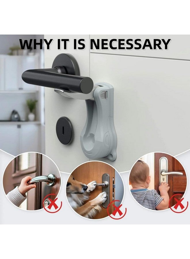 PUGED Baby Proof Door Handle Lever Lock Child Proofing Safety Lock for Door Handles Door Lever Lock One Hand Operation Simple Install No Drilling Child Safety Door Handle Lock (Grey, 2 Pack) - Image 3