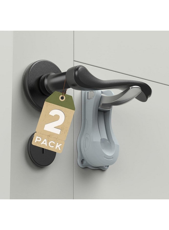 PUGED Baby Proof Door Handle Lever Lock Child Proofing Safety Lock for Door Handles Door Lever Lock One Hand Operation Simple Install No Drilling Child Safety Door Handle Lock (Grey, 2 Pack) - Image 1