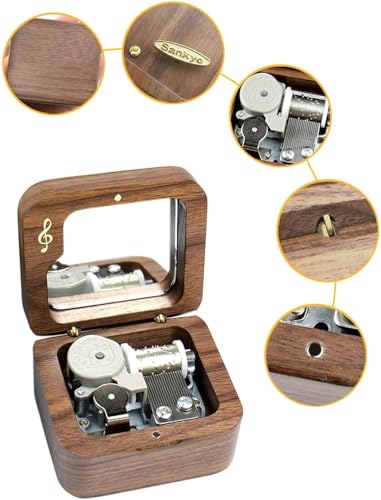 Sinzyo Grandfather’s Clock Walnut Music Box Vintage Wood Carved Wind Up Musical Box Gift for Christmas,Birthday,Valentine's Day - Image 4