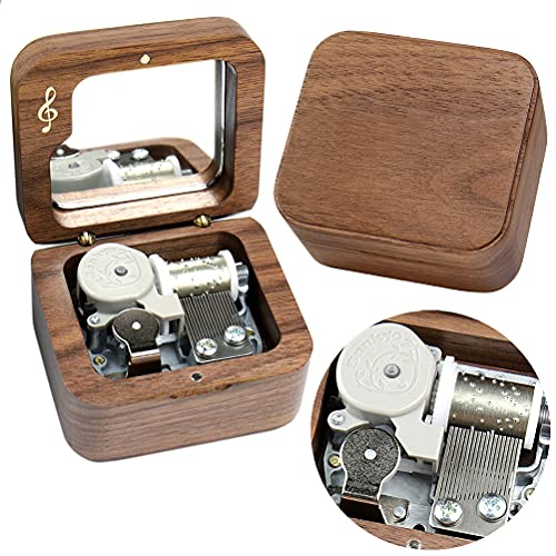 Sinzyo Grandfather’s Clock Walnut Music Box Vintage Wood Carved Wind Up Musical Box Gift for Christmas,Birthday,Valentine's Day - Image 1
