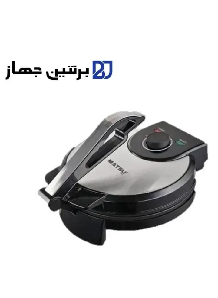 ELTRAZONE - MATSU 10-Inch Electric Roti Maker – 1200W Non-Stick Chapati Maker with Stainless Steel Body – Adjustable Temperature Control, Dual Indicator Lights, Safety Lock Handle, Easy to Clean Surface, 220-240V Flatbread Press for UAE Home Kitchens - Image 1