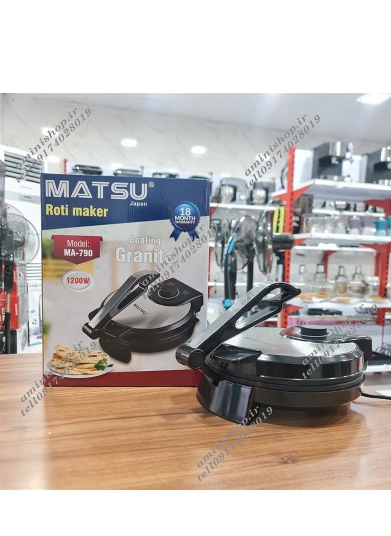 ELTRAZONE - MATSU 10-Inch Electric Roti Maker – 1200W Non-Stick Chapati Maker with Stainless Steel Body – Adjustable Temperature Control, Dual Indicator Lights, Safety Lock Handle, Easy to Clean Surface, 220-240V Flatbread Press for UAE Home Kitchens - Image 1