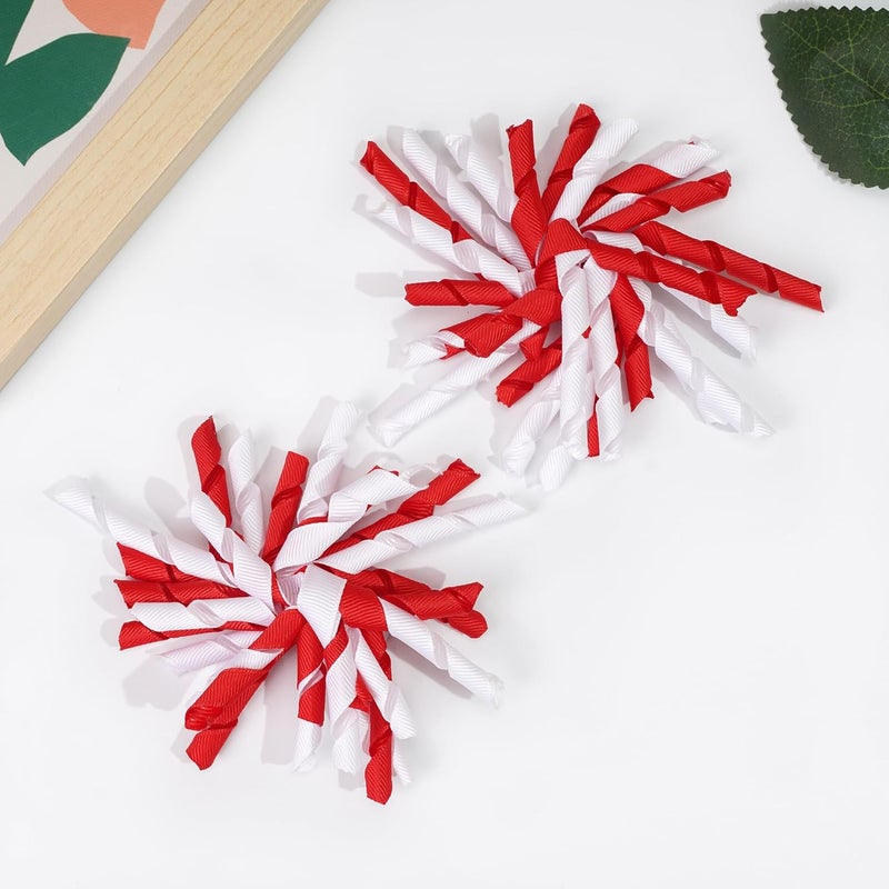 Yxiang 2PCS Red Korker Bows for Girls 4 Curly Bow Hair Clip Ribbon Ponytail Bows Alligator Clip Hair Barrette for Girls Toddlers Kids - Image 3
