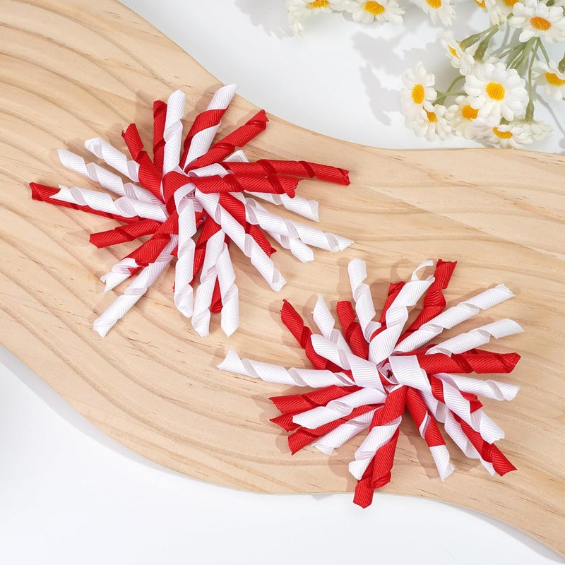 Yxiang 2PCS Red Korker Bows for Girls 4 Curly Bow Hair Clip Ribbon Ponytail Bows Alligator Clip Hair Barrette for Girls Toddlers Kids - Image 4