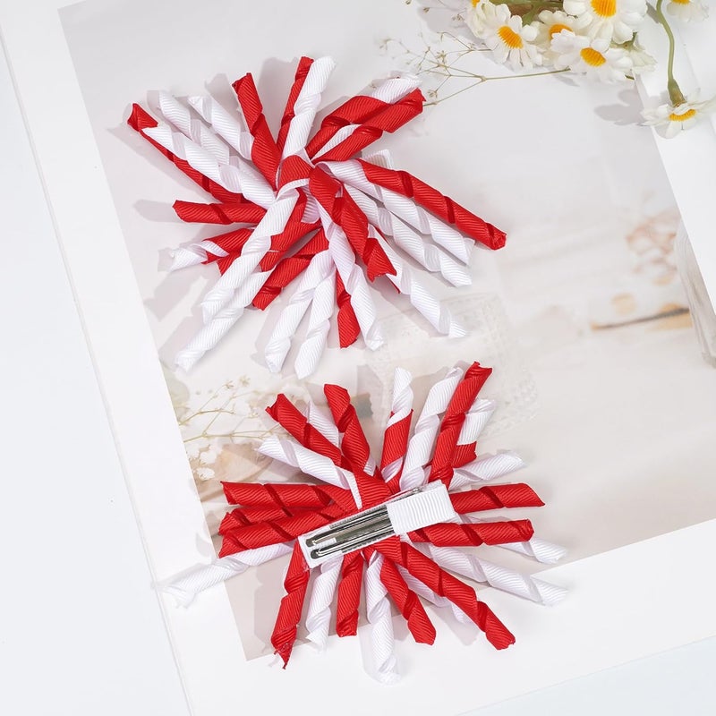 Yxiang 2PCS Red Korker Bows for Girls 4 Curly Bow Hair Clip Ribbon Ponytail Bows Alligator Clip Hair Barrette for Girls Toddlers Kids - Image 5