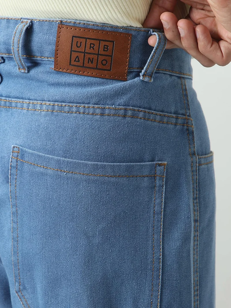 Urbano Fashion  Urbano Fashion Men's Light Blue Loose Baggy Fit Washed Cargo Jeans with 6 Pockets Non-Stretchable  | Best Price UAE