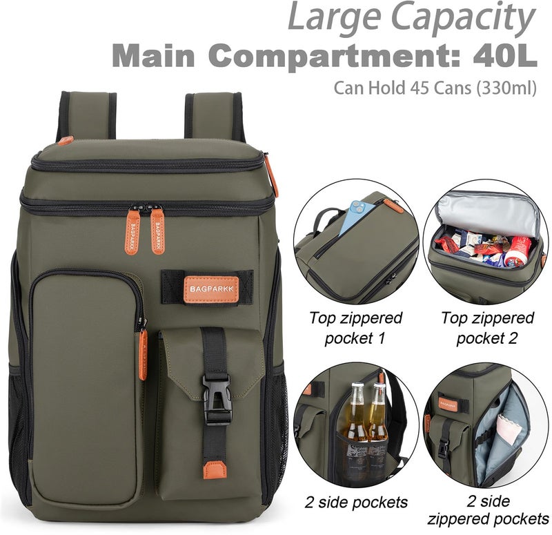 BAGPARKK Insulated Cooler Backpack,45 Cans Multifunctional Double Deck Leakproof Cooler Bag with Sternum Strap,Large Capacity Lightweight Travel Camping Beach Backpack Cooler Ice Chest for Men Women - Image 4