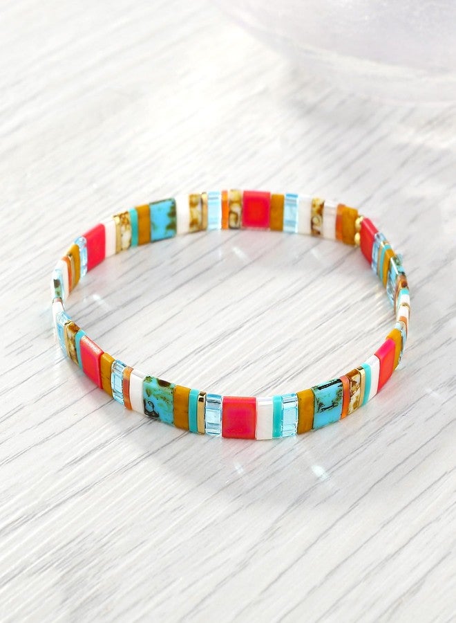 KELITCH Stretch Bracelets Colorful Stackable Tila Bead Bracelets Women Friendship Bracelets Bohemian Jewelry (Colorful 07B) - Image 4