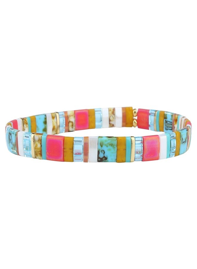 KELITCH Stretch Bracelets Colorful Stackable Tila Bead Bracelets Women Friendship Bracelets Bohemian Jewelry (Colorful 07B) - Image 1