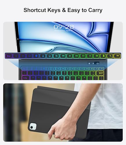 SENGBIRCH Magic Keyboard for iPad Air 13 Inch (M4 2026/M3/M2) & for iPad Pro 12.9 (6th, 5th, 4th, 3rd Gen) Case Keypad, Touchpad Keyboard for Pro12.9 2018-2022 with Backlight, Floating Cantilever Stand, Black - Image 4