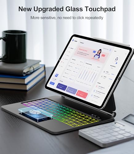 SENGBIRCH Magic Keyboard for iPad Air 13 Inch (M4 2026/M3/M2) & for iPad Pro 12.9 (6th, 5th, 4th, 3rd Gen) Case Keypad, Touchpad Keyboard for Pro12.9 2018-2022 with Backlight, Floating Cantilever Stand, Black - Image 3