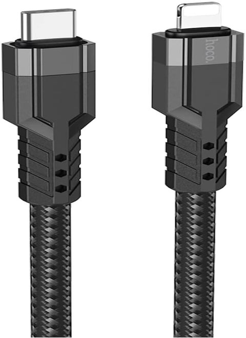 Hoco U110 - PD Fast Charging And Data Transmittion Cable (20W - 1.2M), USB-C To Lightning Plug, Compatible With Apple iPhone iPad Airpods - Black