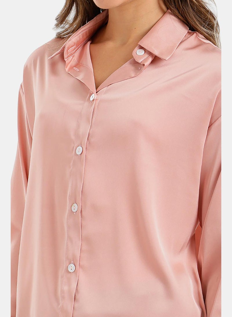 Carina Button-Down Satin Shirt - Image 5
