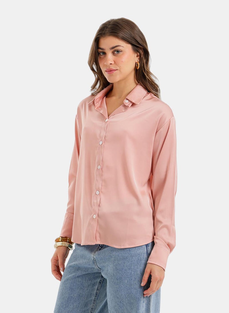 Carina Button-Down Satin Shirt - Image 3