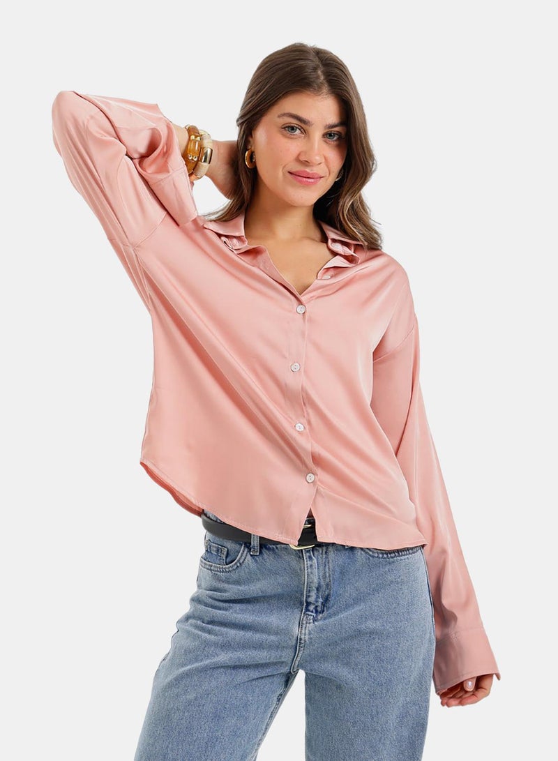 Carina Button-Down Satin Shirt - Image 1