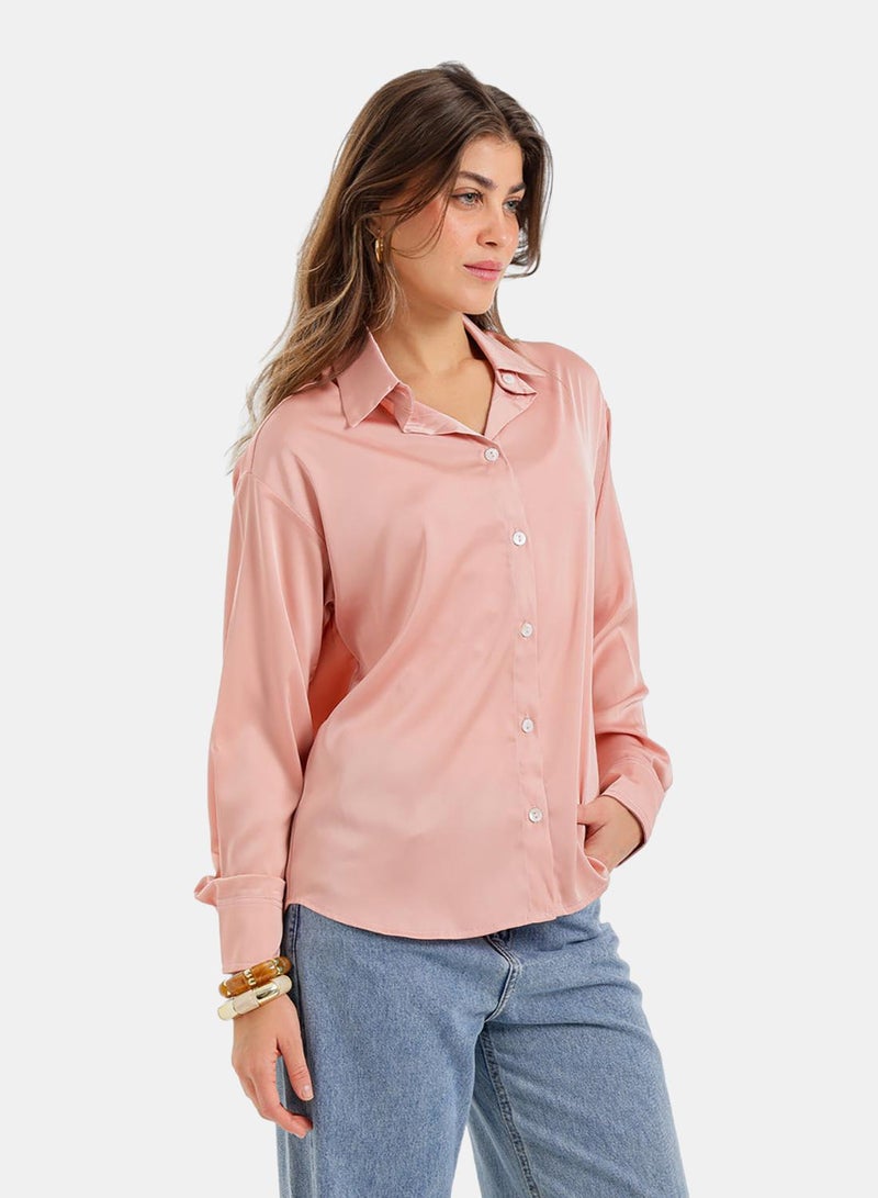 Carina Button-Down Satin Shirt - Image 2