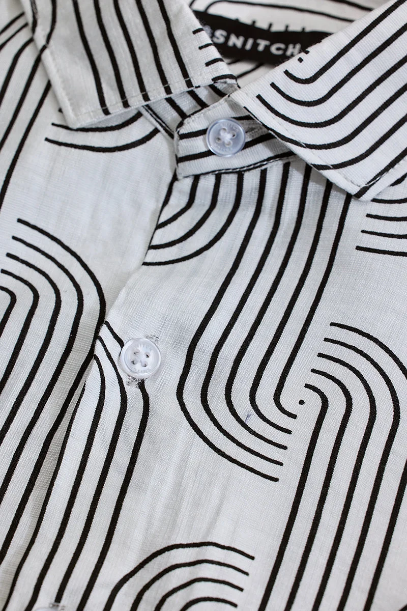 SNITCH White Printed Slim Fit Shirt