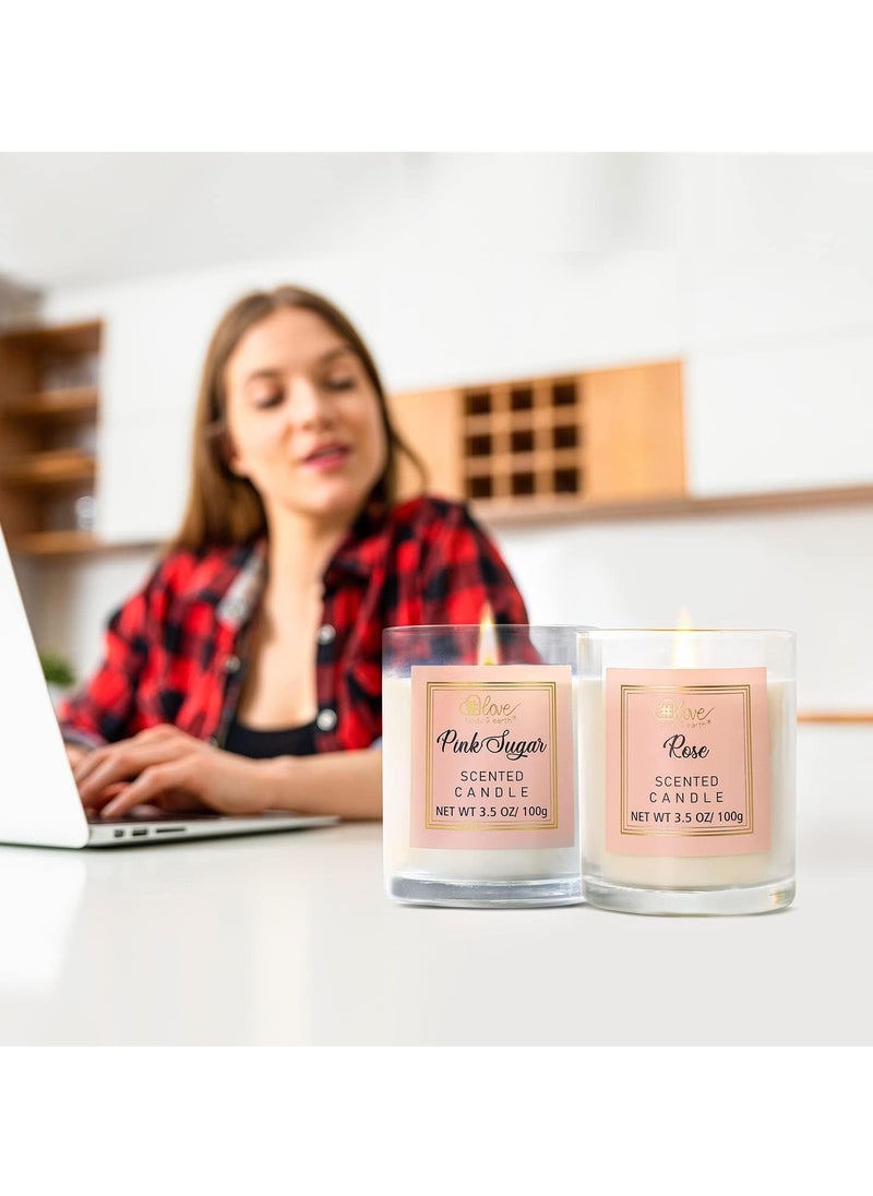 BODY & EARTH BODY & EARTH # LOVE Scented Candle Gift Set for Women, 4 x 100 g, Long Lasting Scented Candles at Home for Bathing and Yoga, Natural Soy Candles, Scented Candles in Glass, Father's Day Gift  - Image 3