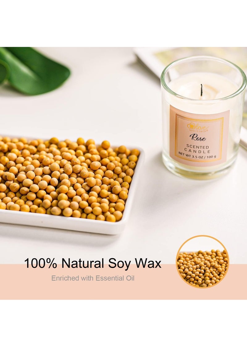 BODY & EARTH BODY & EARTH # LOVE Scented Candle Gift Set for Women, 4 x 100 g, Long Lasting Scented Candles at Home for Bathing and Yoga, Natural Soy Candles, Scented Candles in Glass, Father's Day Gift  - Image 2