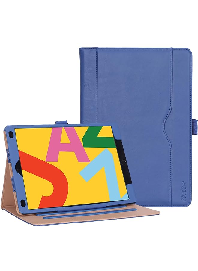 Procases Ipad 10.2 Inch Case 2021 9Th 2020 8Th 2019 7Th Generation Ipad Case Leather Vintage Stand Folio Cover Protective Case For 10.2 Inch Ipad 9Th Gen 8Th Gen 7Th Gen Navy - Image 1
