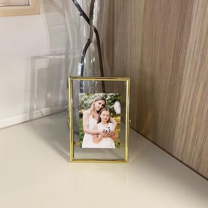 أهاجو Ahago Gold Floating Frame (4 "" x6 "" مجموعة رأسية 2) للصورة 3.5x5 2x3 1x2 إطارات صور الطاولة على الطاولة هدية راقية لعيد ميلاد العيد أو منزل الزفاف أو المكتب د؟ - Image 4