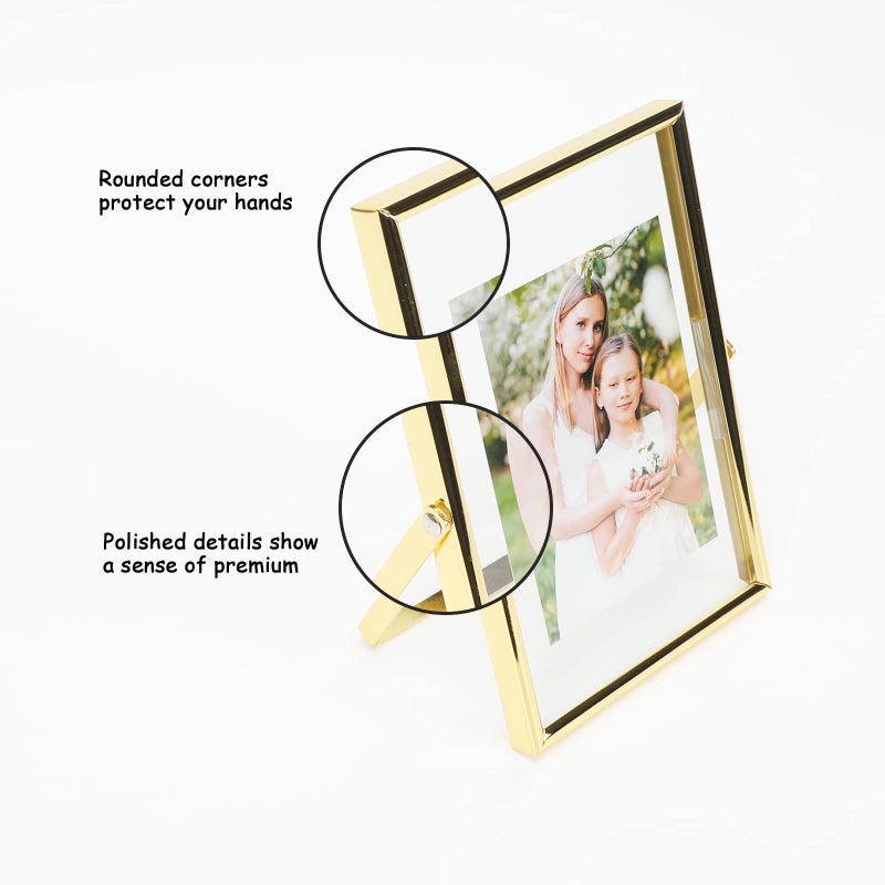 أهاجو Ahago Gold Floating Frame (4 "" x6 "" مجموعة رأسية 2) للصورة 3.5x5 2x3 1x2 إطارات صور الطاولة على الطاولة هدية راقية لعيد ميلاد العيد أو منزل الزفاف أو المكتب د؟ - Image 3
