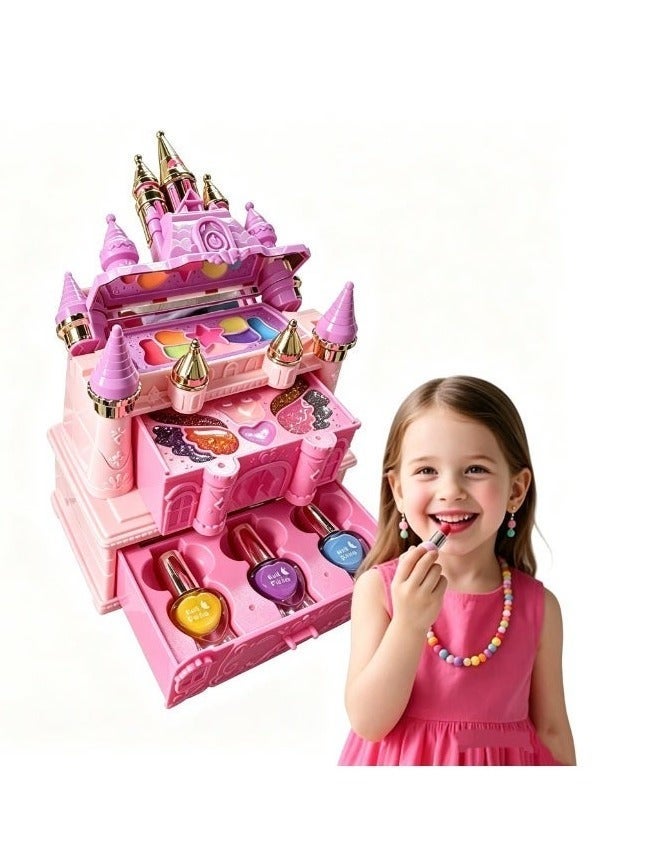 SUCITY Kids Makeup Sets for Girls Kids Makeup Sets for Girls 3+ Play Make Up Kit, Best Toys for Little Girl, Princess Toddler Kid Stuff, Ages 3-12 Year Old Girl Birthday Gifts(Castle） - Image 1