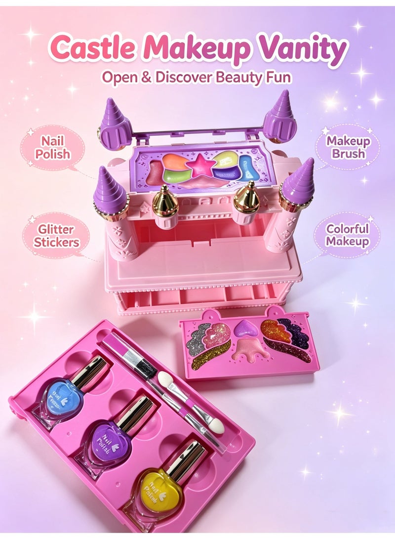 SUCITY Kids Makeup Sets for Girls Kids Makeup Sets for Girls 3+ Play Make Up Kit, Best Toys for Little Girl, Princess Toddler Kid Stuff, Ages 3-12 Year Old Girl Birthday Gifts(Castle） - Image 5